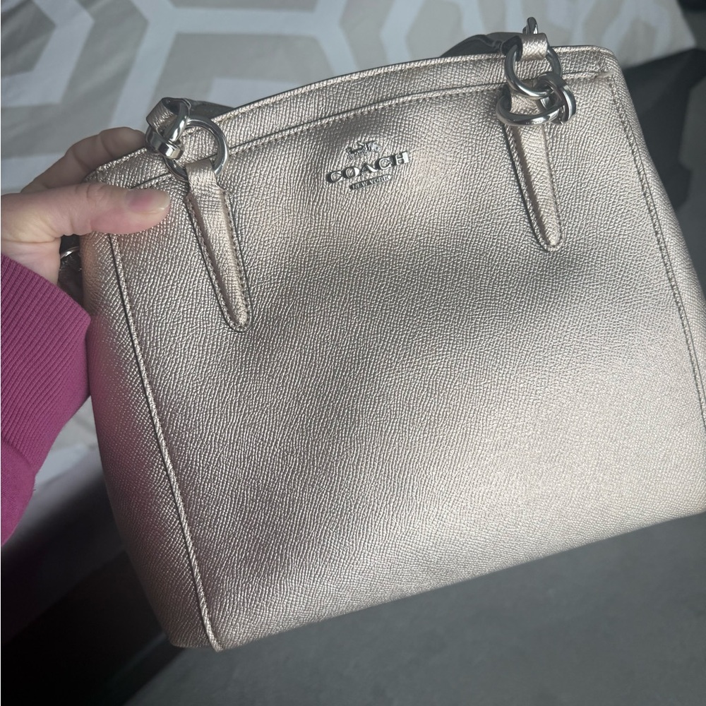 Coach Metallic Rose Gold Shoulder Bag and Mayching Clutch